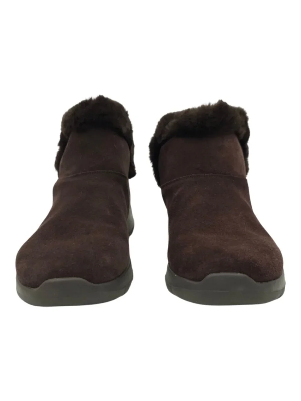 Skechers On The GO Joy Bundle Up Boots Sz 10 Brown Suede Faux Fur Ankle Bootie